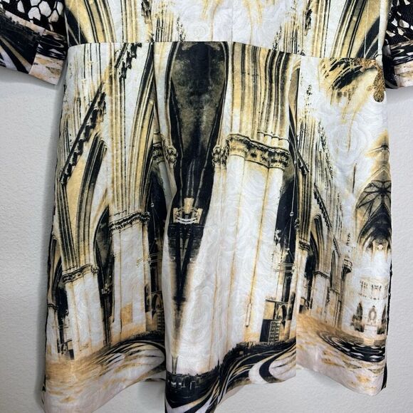 Caizih Juang Roman City Black Sequin Houndstooth Lace Jewel Print Dress 13 - Picture 11 of 12